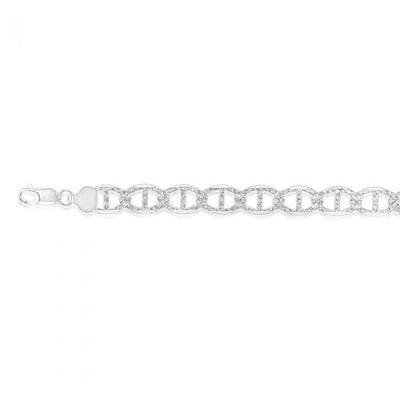 Sterling Silver Anchor Patterned 210 Gauge 19cm Bracelet