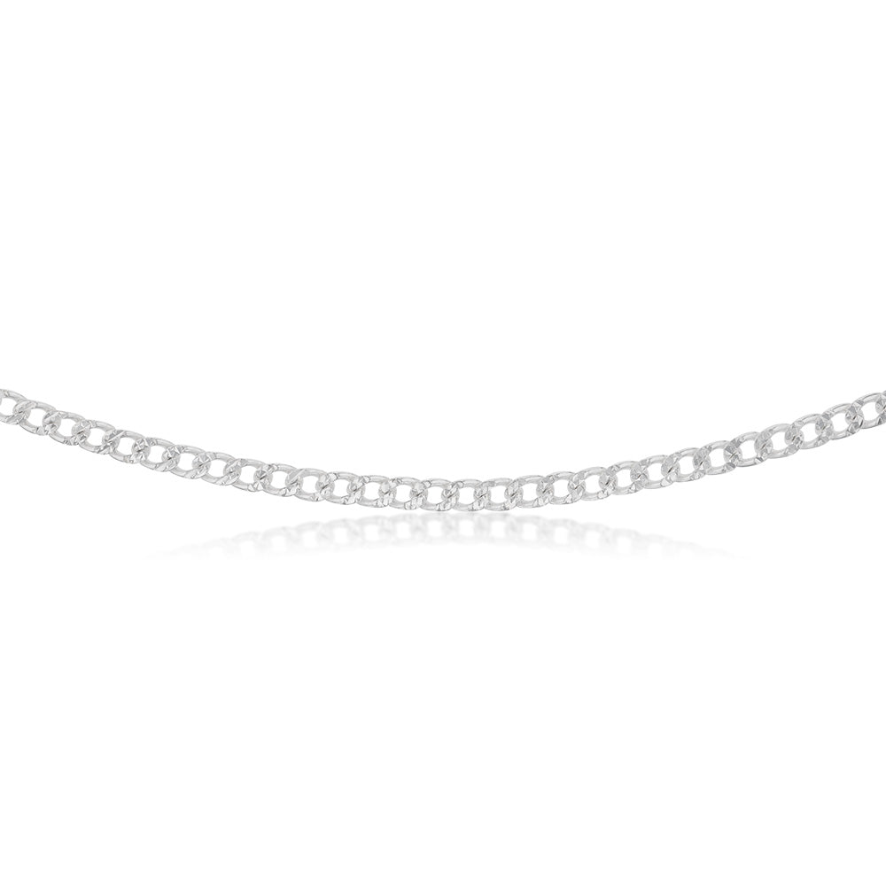Sterling Silver Fancy Diamond Cut Curb 120 Gauge 45cm Chain