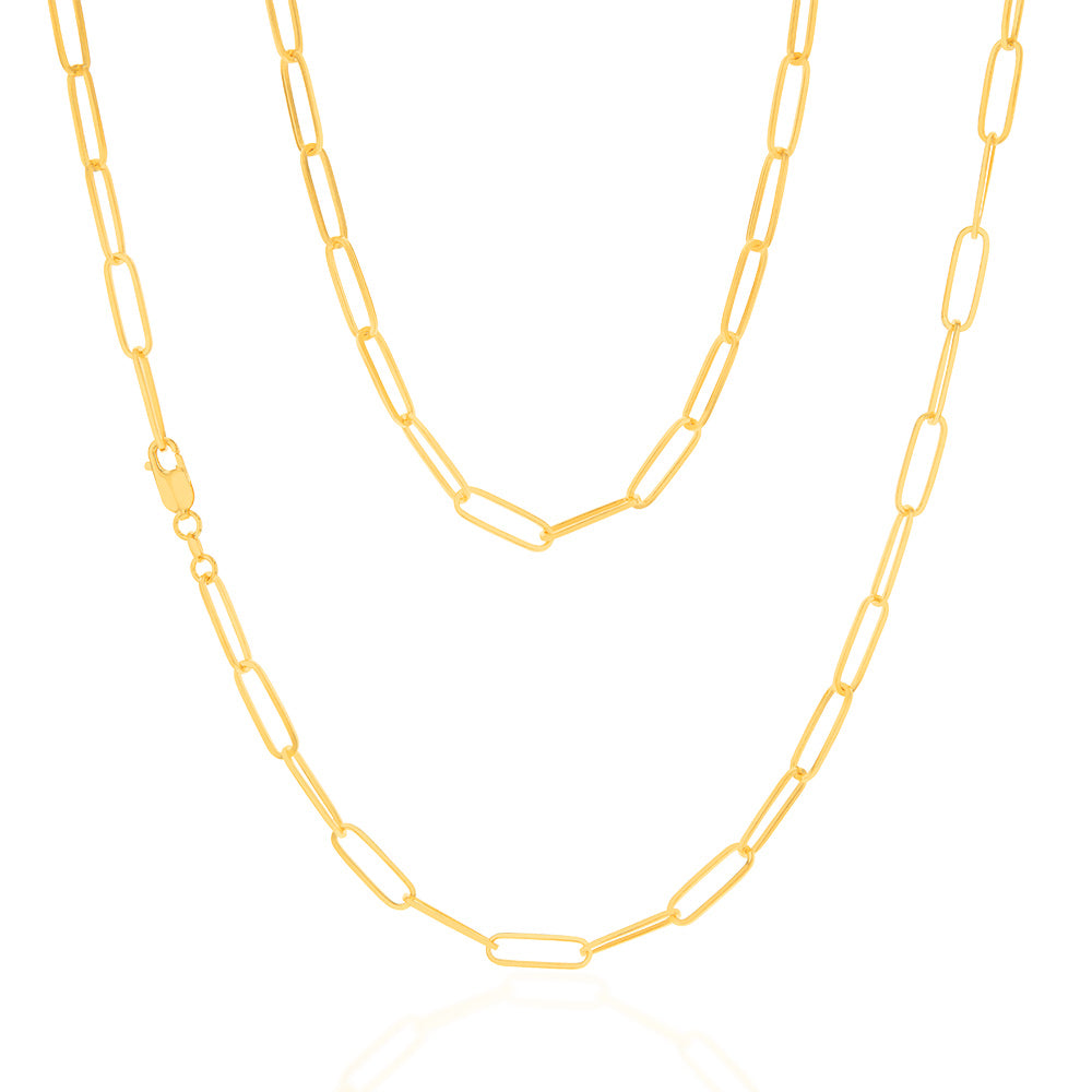 Sterling Silver Gold Plated Paperclip 110 Gauge 70cm Chain