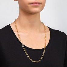Load image into Gallery viewer, Sterling Silver Gold Plated Paperclip 110 Gauge 70cm Chain