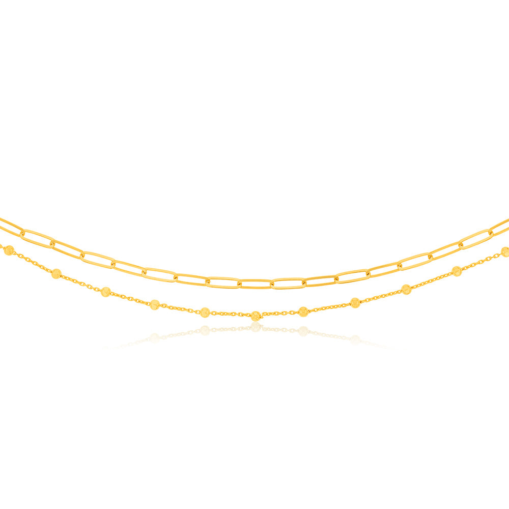 Sterling Silver Gold Plated Fancy 32/36+3cm Chain