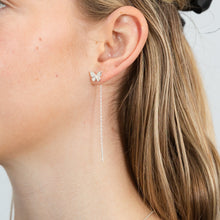 Load image into Gallery viewer, Sterling Silver Cubic Zirconia Butterfly Threader Earrings