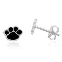 Load image into Gallery viewer, Sterling Silver Black Bear Paw Stud Earrings