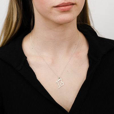 Sterling Silver Cubic Zirconia On Number 