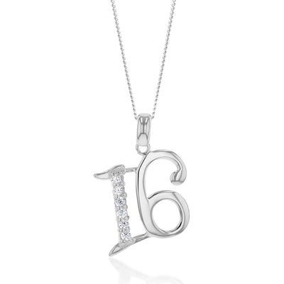 Sterling Silver Cubic Zirconia On Number 