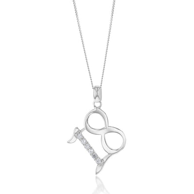 Sterling Silver Cubic Zirconia On Number 