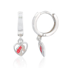 Load image into Gallery viewer, Sterling Silver Unicorn Heart On Hoop Earrings