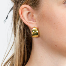 Load image into Gallery viewer, Sterling Silver Gold Plated Plain 22mm Half Hoop Earrings
