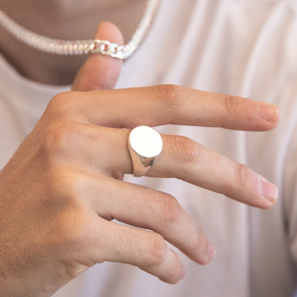 Sterling Silver Plain Round Gents Ring