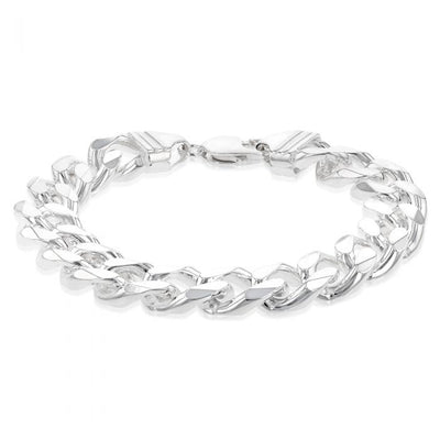 Sterling Silver Bevelled Curb 350 Gauge 21cm Bracelet