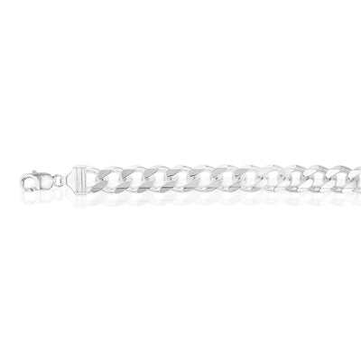 Sterling Silver Bevelled Curb 350 Gauge 24cm  Bracelet
