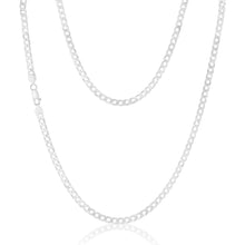 Load image into Gallery viewer, Sterling Silver Bevelled Curb 120 Gauge 60cm Chain