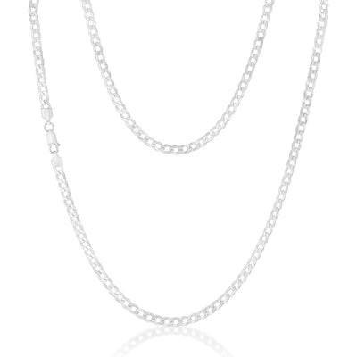 Sterling Silver Bevelled Curb 120 Gauge 60cm Chain