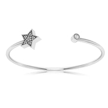 Load image into Gallery viewer, Sterling Silver Cubic Zirconia Star Open Adjustable Bangle
