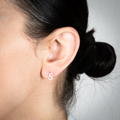 Sterling Silver Cubic Zirconia Initial 