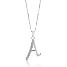 Load image into Gallery viewer, Sterling Silver Cubic Zirconia Cursive Initial &quot;A&quot; Pendant