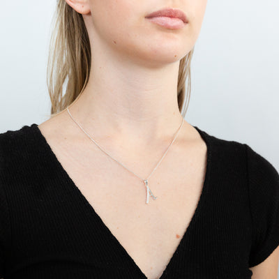 Sterling Silver Cubic Zirconia Cursive Initial 