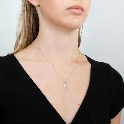 Sterling Silver Cubic Zirconia Cursive Initial 