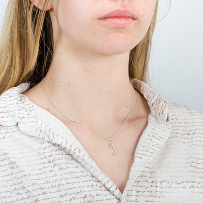 Sterling Silver Cubic Zirconia Cursive Initial 