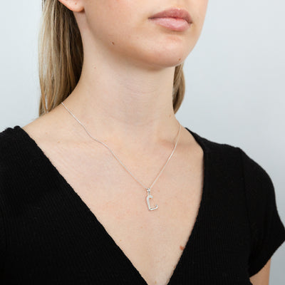 Sterling Silver Cubic Zirconia Cursive Initial 