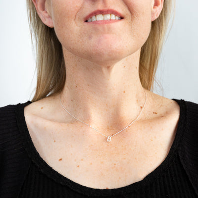 Sterling Silver Cubic Zirconia Initial 