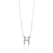 Load image into Gallery viewer, Sterling Silver Cubic Zirconia Initial &quot;H&quot; Pendant on 39+3cm Chain