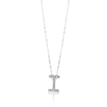 Load image into Gallery viewer, Sterling Silver Cubic Zirconia Initial &quot;I&quot; Pendant on 39+3cm Chain
