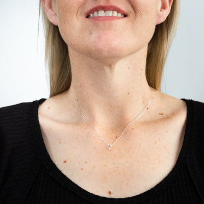 Sterling Silver Cubic Zirconia Initial 