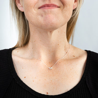 Sterling Silver Cubic Zirconia Initial 