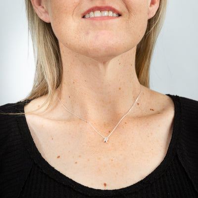 Sterling Silver Cubic Zirconia Initial 