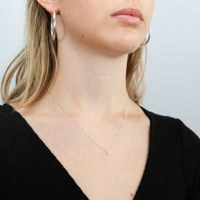 Sterling Silver Cubic Zirconia Initial 