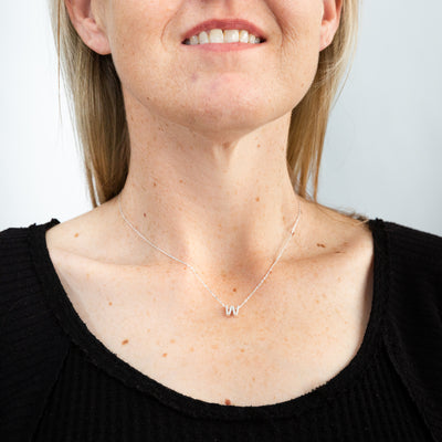 Sterling Silver Cubic Zirconia Initial 