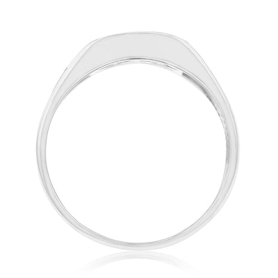 Sterling Silver Black Square With Greek Pattern Gents Ring