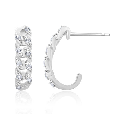 Sterling Silver Diamond Link Earrings