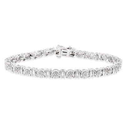 Sterling Silver 1/4 Carat Diamond Bracelet 17.5cm