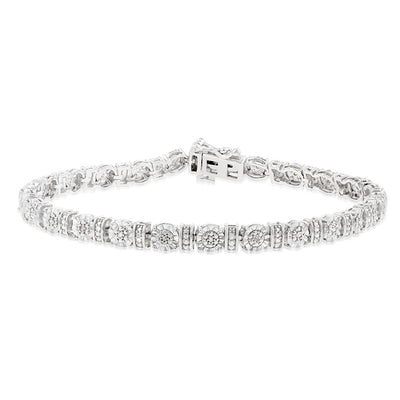 Sterling Silver 1/5 Carat Diamond Bracelet 18cm