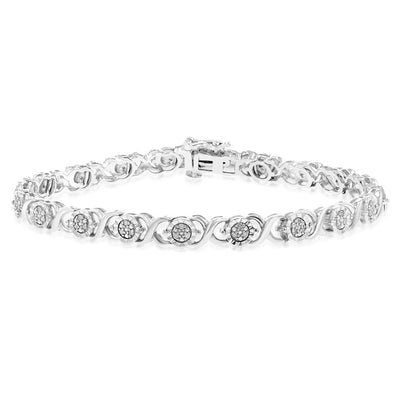 Sterling Silver 1/4 Carat Diamond Hugs and Kisses Bracelet 18.5cm