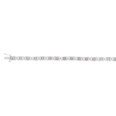 Sterling Silver 1/4 Carat Diamond Hugs and Kisses Bracelet 18.5cm