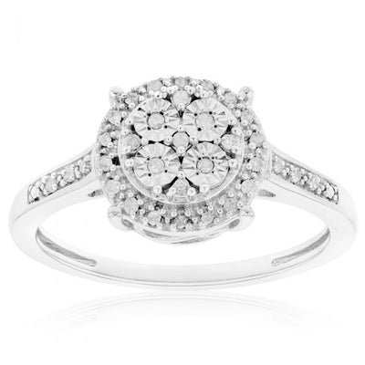 Sterling Silver 1/3 Carat Diamond Pendant Earring and Ring Set