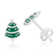Load image into Gallery viewer, Sterling Silver Christmas Tree Stud Earrings