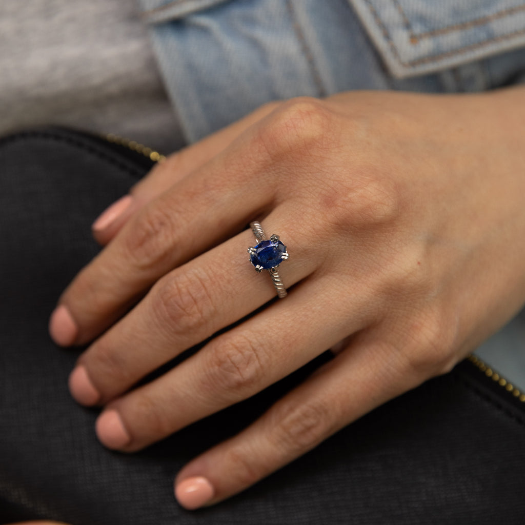 1.00ct Kyanite Solitaire Ring Set in Sterling Silver