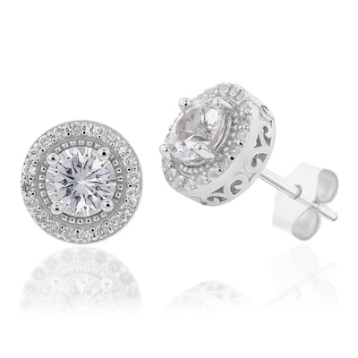 Natural White Sapphire Pendant and Earring Set on Chain in Sterling Silver