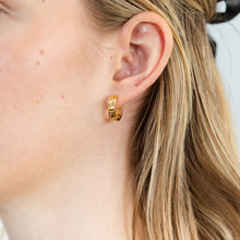 Load image into Gallery viewer, Sterling Silver Gold Plated Greek Key Hoop Earrings