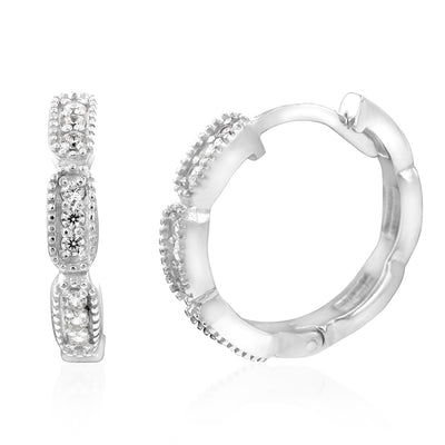 Sterling Silver Cubic Zirconia Fancy hoop Earrings