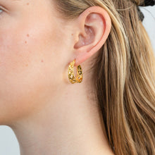 Load image into Gallery viewer, Sterling Silver Gold Plated Diamond Cut Mesh Hoop Earrings