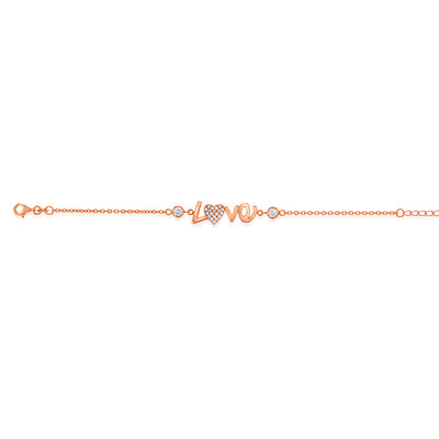 Sterling Silver Cubic Zirconia Love 19cm Bracelet