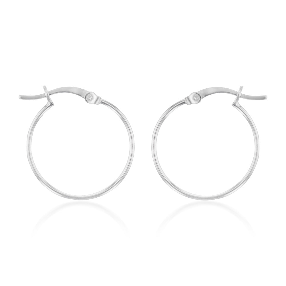 Sterling Silver Plain 20mm Hoop Earrings
