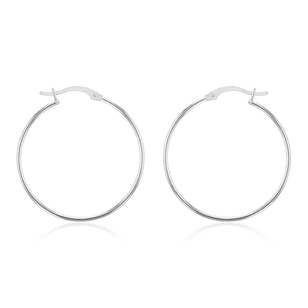 Sterling Silver Plain 30mm Hoop Earrings