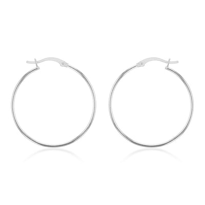 Sterling Silver Plain 30mm Hoop Earrings