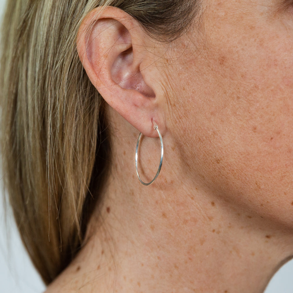 Sterling Silver Plain 30mm Hoop Earrings